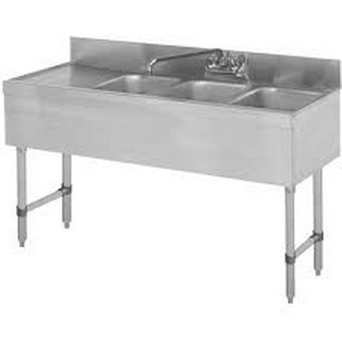 Falcon Food Service BS3T101410-12L 48"W 18 Gauge Stainless Steel Underbar (3) Compartment Sink