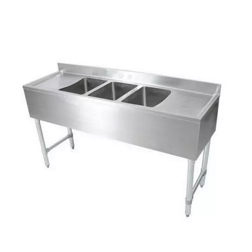 Falcon Food Service BS3T101410-13LR 60"W 18 Gauge Stainless Steel Underbar (3) Compartment Sink