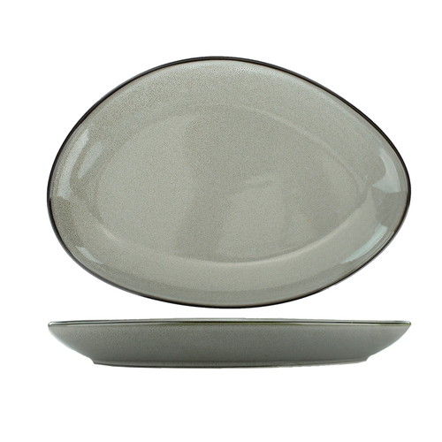 International Tableware, Inc LU-139-AS Luna 13.25" x 9.25" Ash Oval Platter - 1 Doz