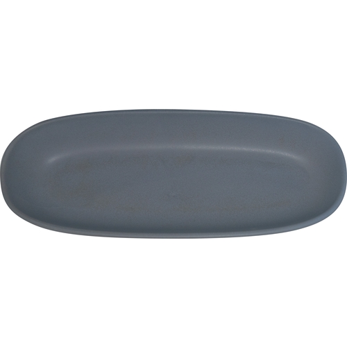 International Tableware, Inc SR-12 9-7/8" x 4" Strata Two Tone Grey Racetrack Platter - 1 Doz