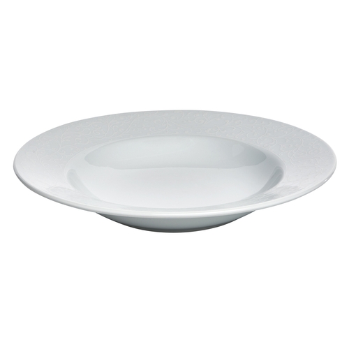 Oneida L5803050790 Ivy Flourish Bright White 24 oz Porcelain Pasta Bowl - 1 Doz