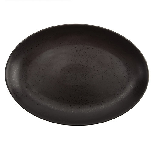 Oneida L6500000380 Luzerne Lava Black 14.5" Oval Porcelain Fish Dish - 6 per cs