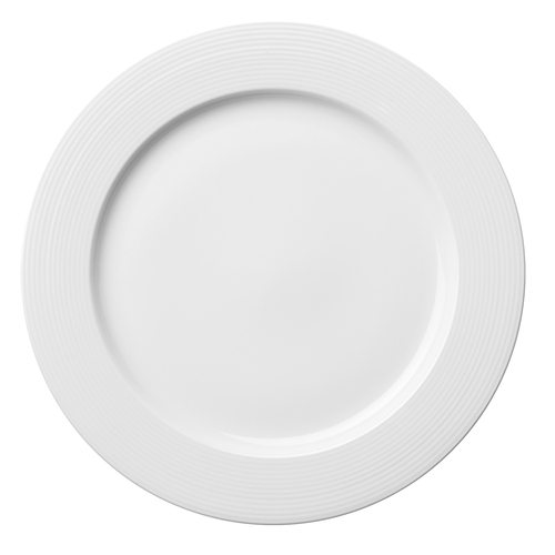 Oneida L6600000152 Lines Warm White 10.625" Medium Rim Porcelain Plate - 2 Doz