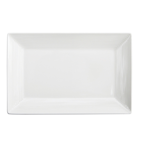 Oneida L6600000360R Lines Warm White 11.75" x 7.5" Porcelain Plate - 1 Doz