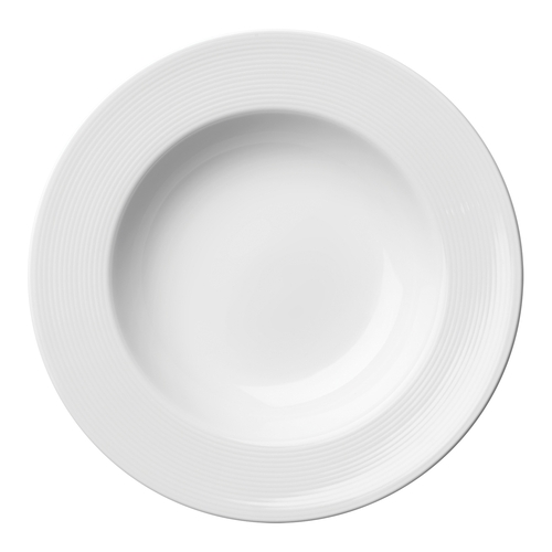 Oneida L6600000740 Lines Warm White 10 oz. Porcelain Soup Bowl - 2 Doz