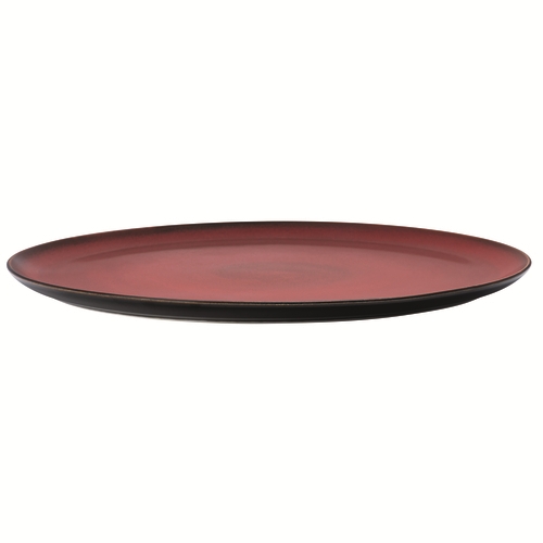 Oneida L6753074898 Rustic Crimson 12.5" Two-Tone Porcelain Pizza Plate - 1 Doz