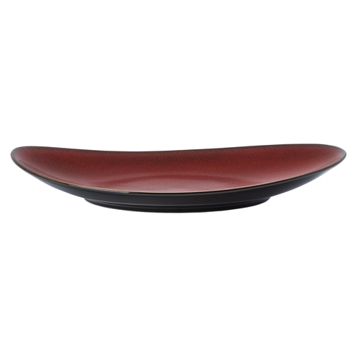 Oneida L6753074342 Rustic Crimson 9" Two-Tone Porcelain Oval Plate - 2 Doz