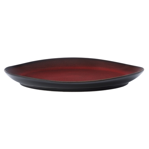 Oneida L6753074157P Rustic Crimson 9" Two-Tone Porcelain Oval Plate - 1 Doz