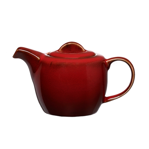 Oneida L6753074860 Rustic Crimson 14 oz. Two-Tone Porcelain Teapot - 1 Doz