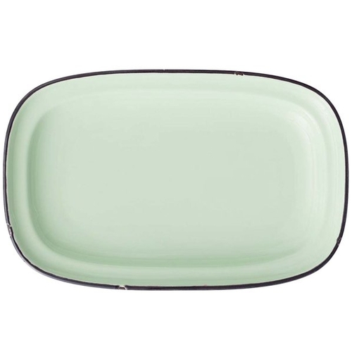 Oneida L2104009350 Luzerne Tin Tin Green 10" x 6" Porcelain Rectangular Platter