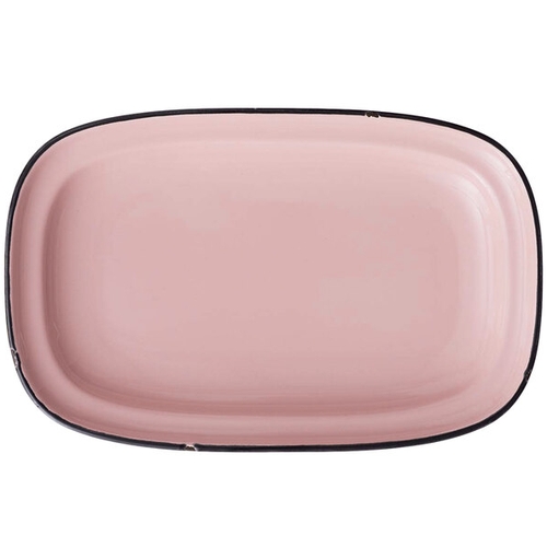 Oneida L2101003350 Luzerne Tin Tin Pink 10" x 6" Porcelain Rectangular Platter