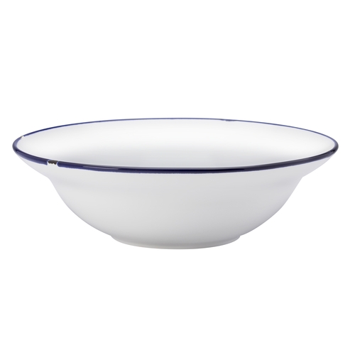 Oneida L2105008740 Luzerne Tin Tin White/Blue 18 oz. Porcelain Entrée Bowl 