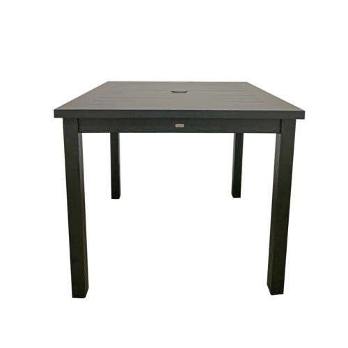 Grosfillex US928288 Sigma Volcanic Black 34" x 34" Outdoor Aluminum Patio Table 