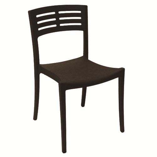 Grosfillex US637017 Vogue Black Indoor/Outdoor Stacking Chair - 16 Per Set