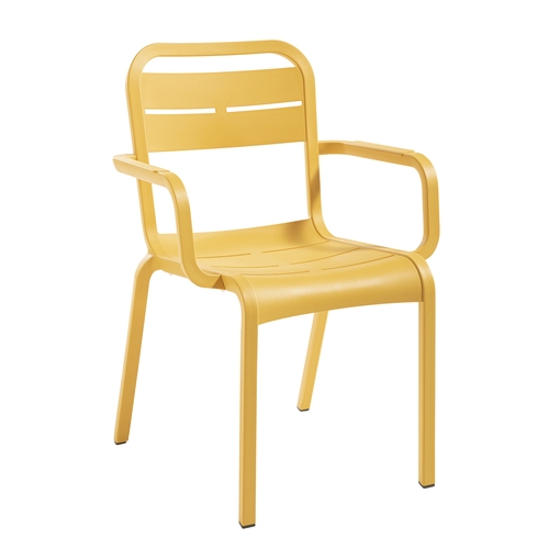 Grosfillex UT115737 Vogue Yellow Indoor/Outdoor Stacking Chair - 16 Per Set