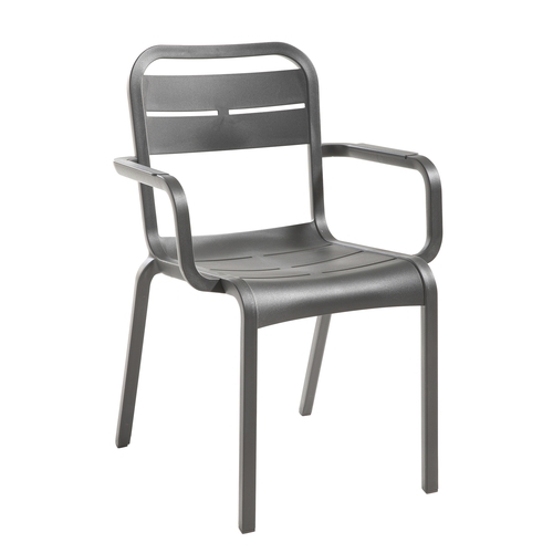 Grosfillex UT115002 Vogue Charcoal Indoor/Outdoor Stacking Chair - 16 Per Set