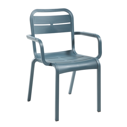 Grosfillex UT115784 Cannes Mineral Blue Indoor/Outdoor Stacking Chair 16 Per Set