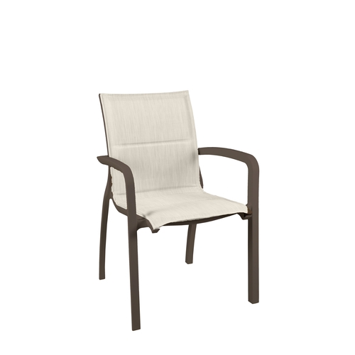 Grosfillex UT090599 Sunset Comfort Beige Outdoor Stacking Armchair - 4 Per Set