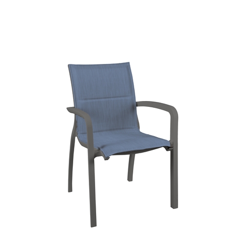 Grosfillex UT009288 Sunset Comfort Blue Outdoor Stacking Armchair - 16 Per Set
