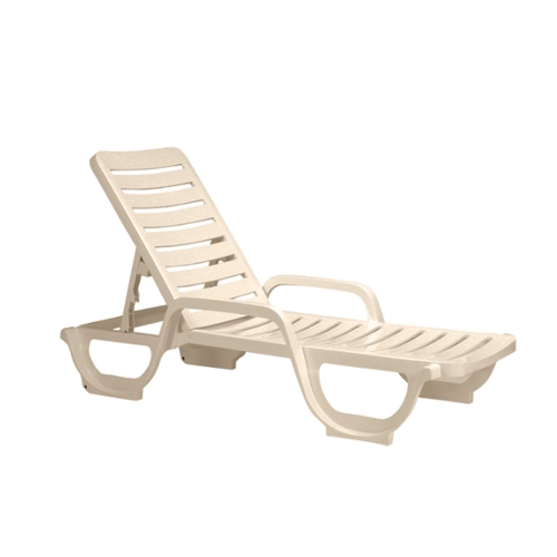 Grosfillex 44031066 Bahia Sandstone Resin Stacking Chaise - 6 Per Set