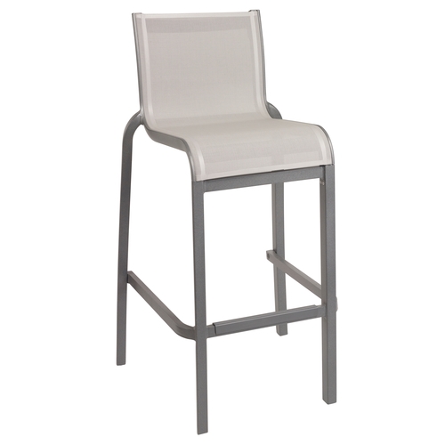 Grosfillex US300289 Sunset Armless Gray Outdoor Stacking Barstool - 8 Per Set
