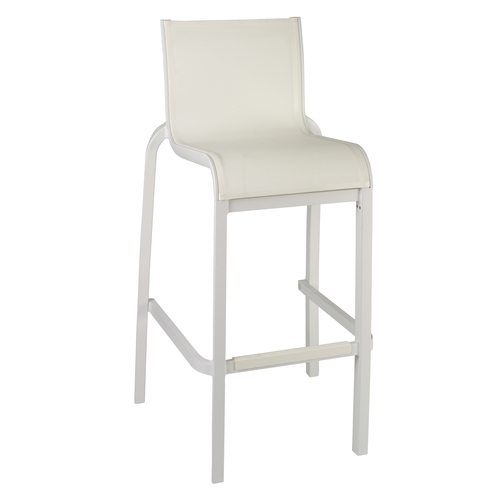 Grosfillex US030096 Sunset Armless White Outdoor Stacking Barstool - 2 Per Set