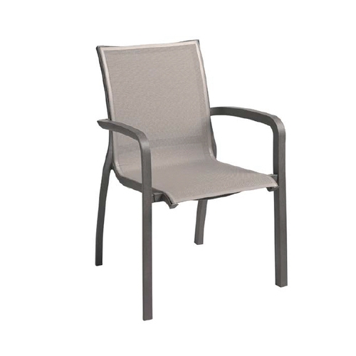 Grosfillex UT646288 Sunset Gray Fabric Outdoor Stacking Armchair - 16 Per Set