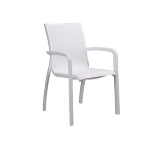 Grosfillex UT646096 Sunset White Fabric Outdoor Stacking Armchair - 16 Per Set