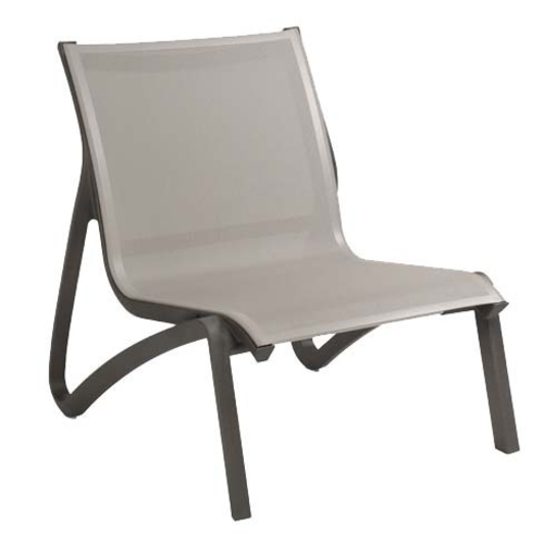 Grosfillex US001288 Sunset Gray Fabric Outdoor Stacking Lounge Chair - 4 Per Set