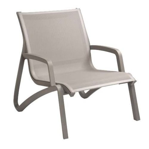 Grosfillex US001289 Sunset Gray Outdoor Stacking Lounge Chair - 4 Per Set
