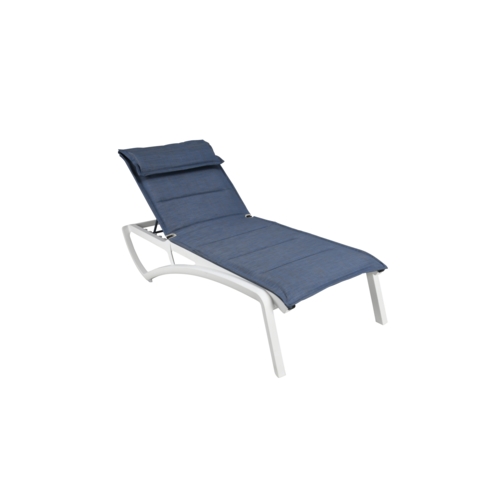 Grosfillex UT074096 Sunset Blue Fabric Outdoor Stacking Chaise Lounge - 12 Each