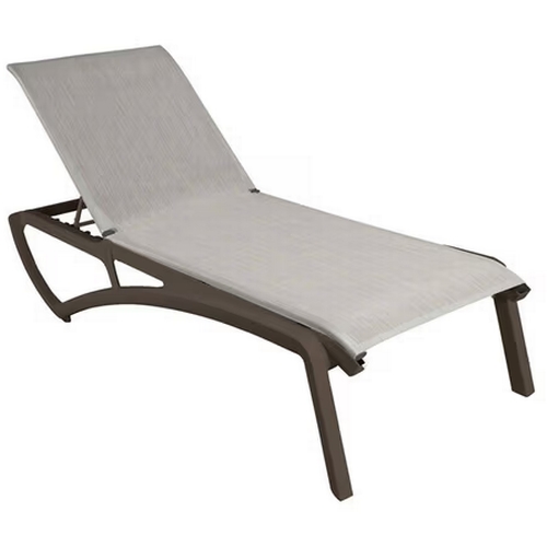 Grosfillex UT741599 Sunset Beige Fabric Outdoor Stacking Chaise Lounge- 12 Each