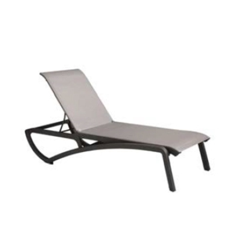 Grosfillex UT740288 Sunset Gray Fabric Outdoor Stacking Chaise Lounge - 12 Each