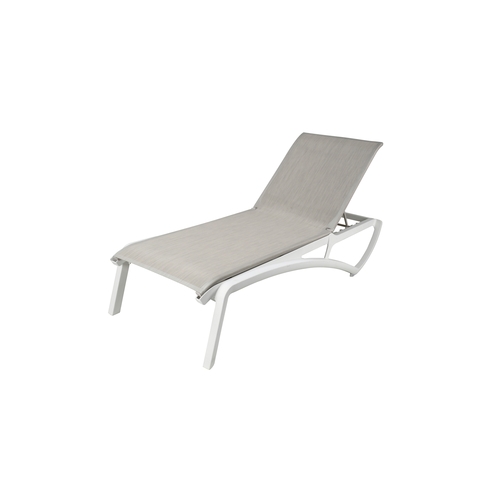 Grosfillex UT742096 Sunset Beige Fabric Outdoor Stacking Chaise Lounge - 12 Each
