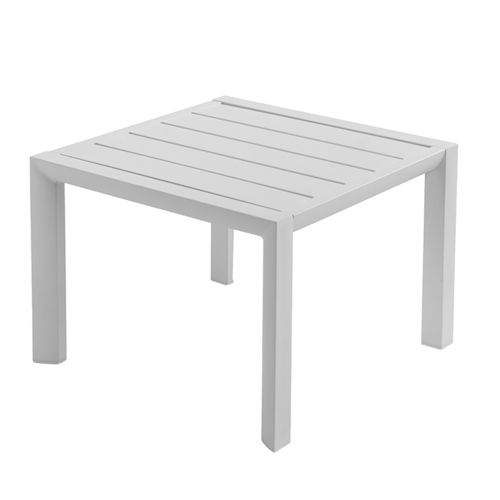 Grosfillex US040096 Sunset Glacier White Aluminum Outdoor 20" x 20" Low Table