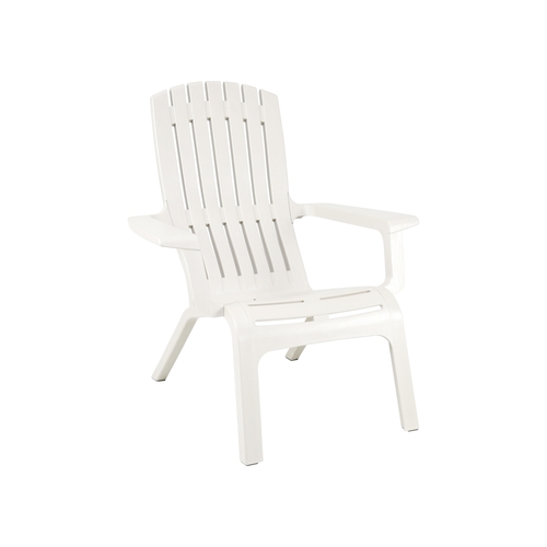 Grosfillex US450004 Westport Adirondack White Outdoor Stacking Chair - 4 Per Set