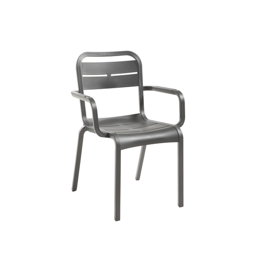 Grosfillex UT511002 Canne Charcoal Indoor/Outdoor Stacking Chair - 4 Per Set