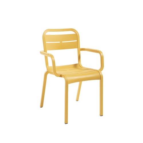 Grosfillex UT511737 Cannes Yellow Indoor/Outdoor Stacking Chair - 4 Per Set