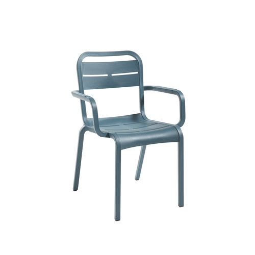 Grosfillex UT511784 Cannes Mineral Blue Indoor/Outdoor Stacking Chair -4 Per Set