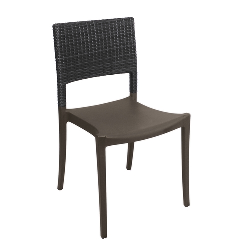 Grosfillex UT985002 Java Charcoal Resin Indoor/Outdoor Stacking Chair -4 Per Set