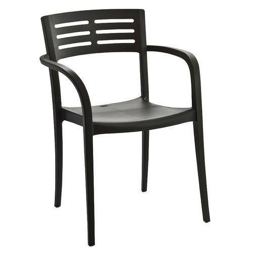 Grosfillex US336017 Vogue Black Indoor/Outdoor Stacking Chair - 4 Per Set