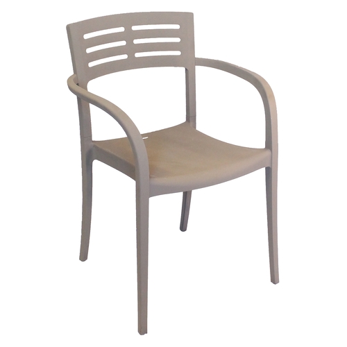 Grosfillex US633181 Vogue French Taupe Indoor/Outdoor Stacking Chair -16 Per Set