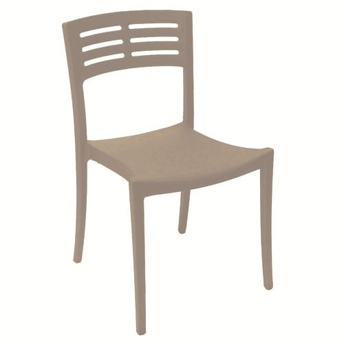 Grosfillex US738181 Vogue French Taupe Indoor/Outdoor Stacking Chair - 4 Per Set