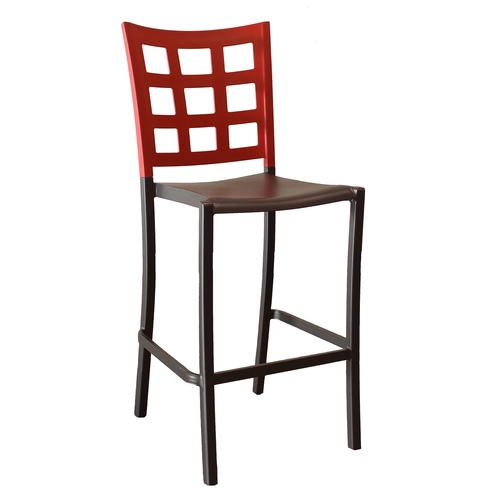 Grosfillex UT046202 Plazza Window Back Indoor Stacking Barstool - 2 Per Set