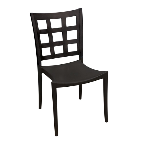 Grosfillex US647017 Plazza Black Indoor Stacking Side Chair - 4 Per Set