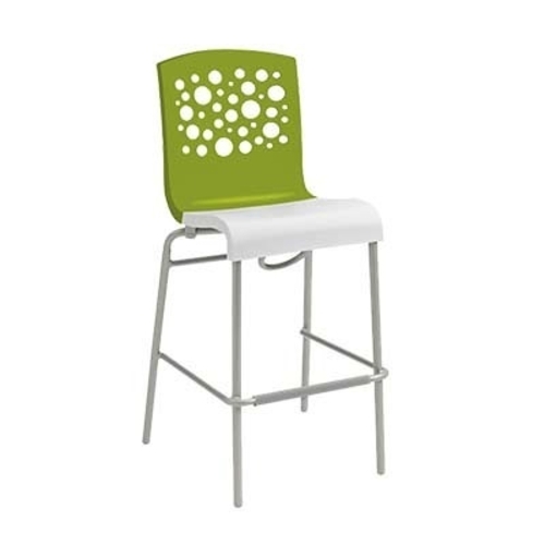 Grosfillex UT838152 Tempo Two Tone Resin Indoor Stacking Barstool - 2 Per Set