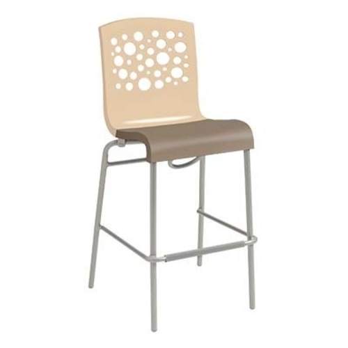 Grosfillex UT838413 Tempo Two Tone Resin Indoor Stacking Barstool - 2 Per Set