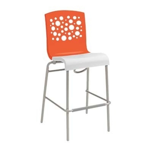 Grosfillex UT836019 Tempo Two Tone Resin Indoor Stacking Barstool - 6 Per Set