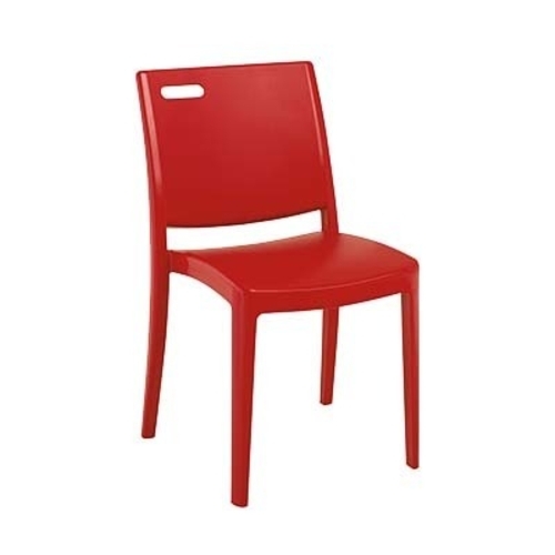 Grosfillex US356202 Metro Apple Red Resin Indoor Stacking Side Chair - 4 Per Set