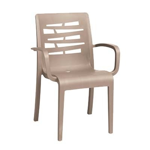 Grosfillex US118181 Essenza Taupe Resin Outdoor Stacking Armchair - 16 Per Set